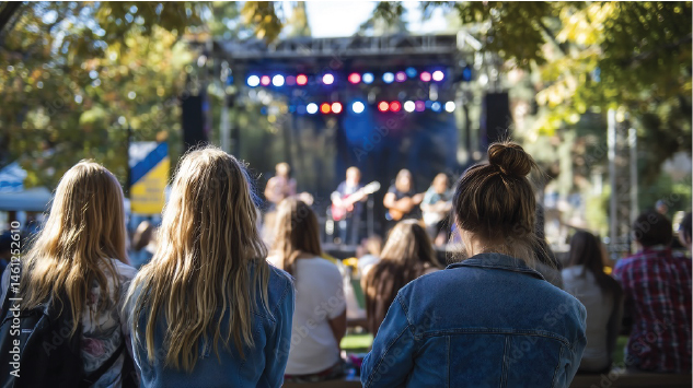 Students at an outdoor concert
