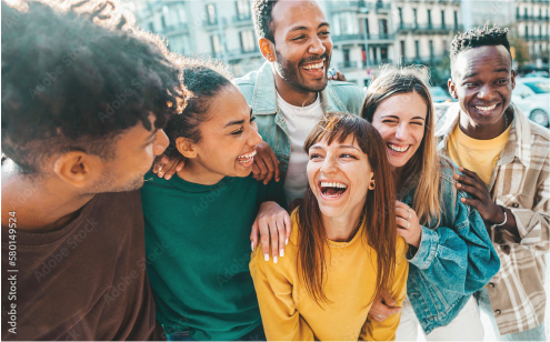 Students making connections and laughing with friends